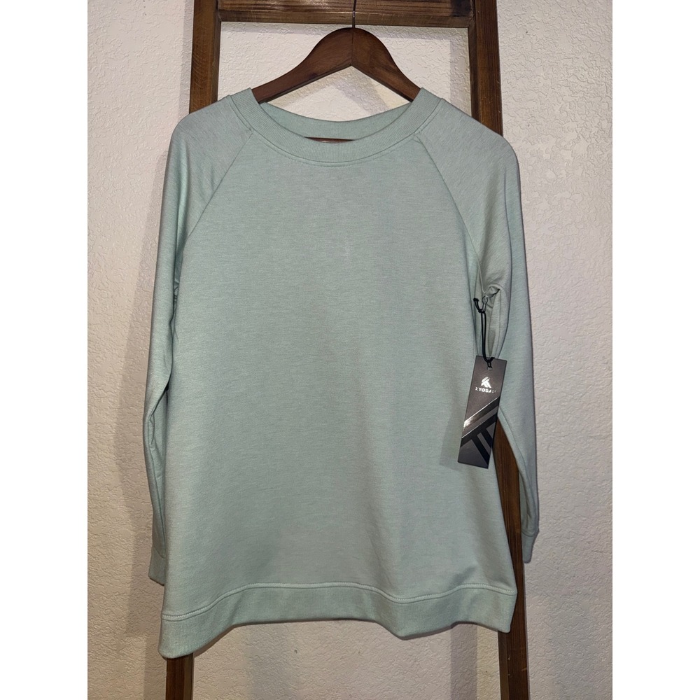 Kyodan Women Mint Green Tulip Back Sweatshirt Raglan Long Sleeve Pullover NWT S